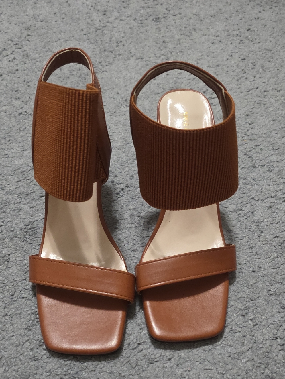 Women’s Tan Elastic-Strap Block Heel Sandals